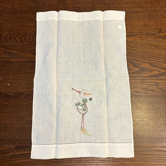 Chesapeake Trading Company Embroidered Christmas Stork Napkin Cloth 14X20” - Picture 3 of 6